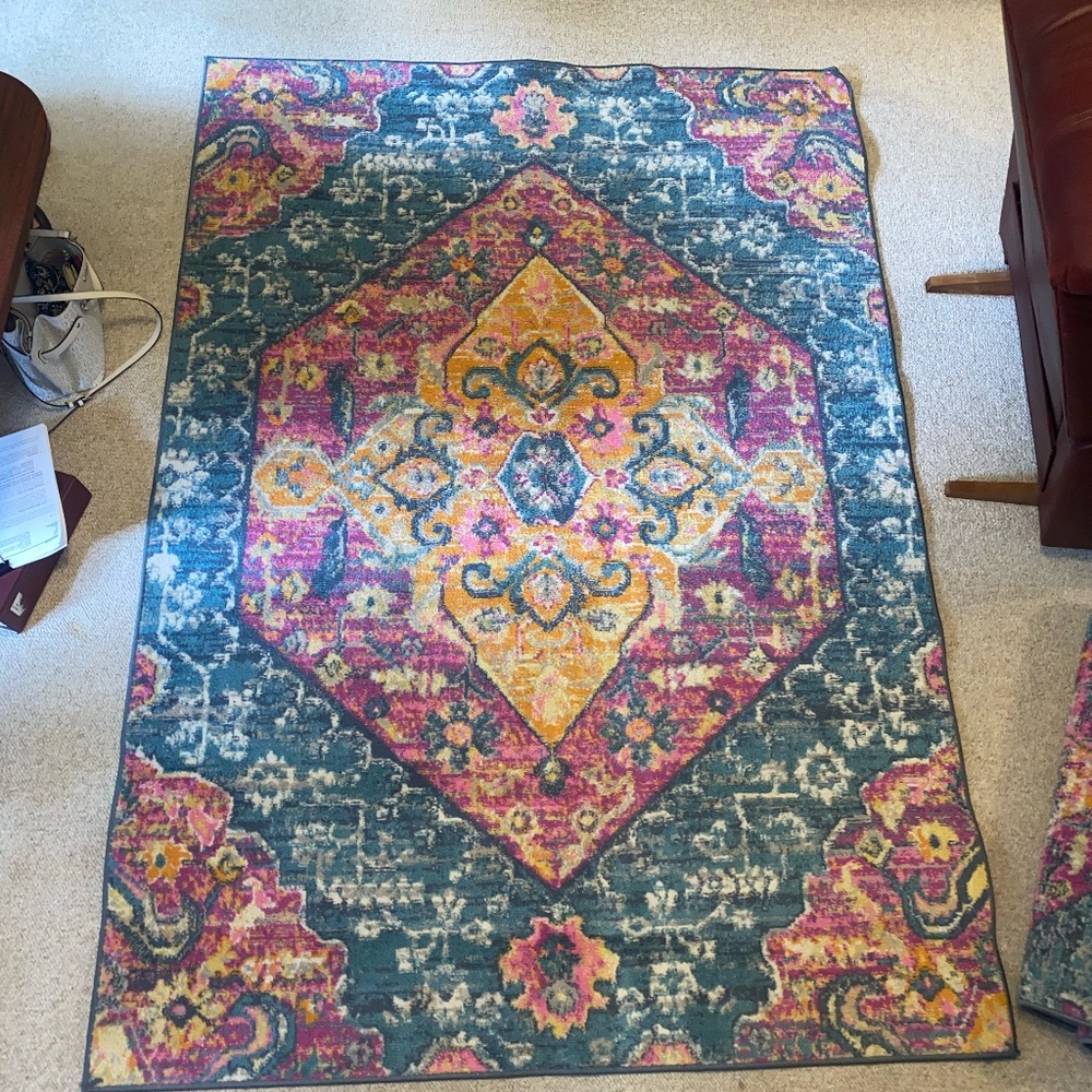 2 Piece Pink & Blue Safavieh Rug Set